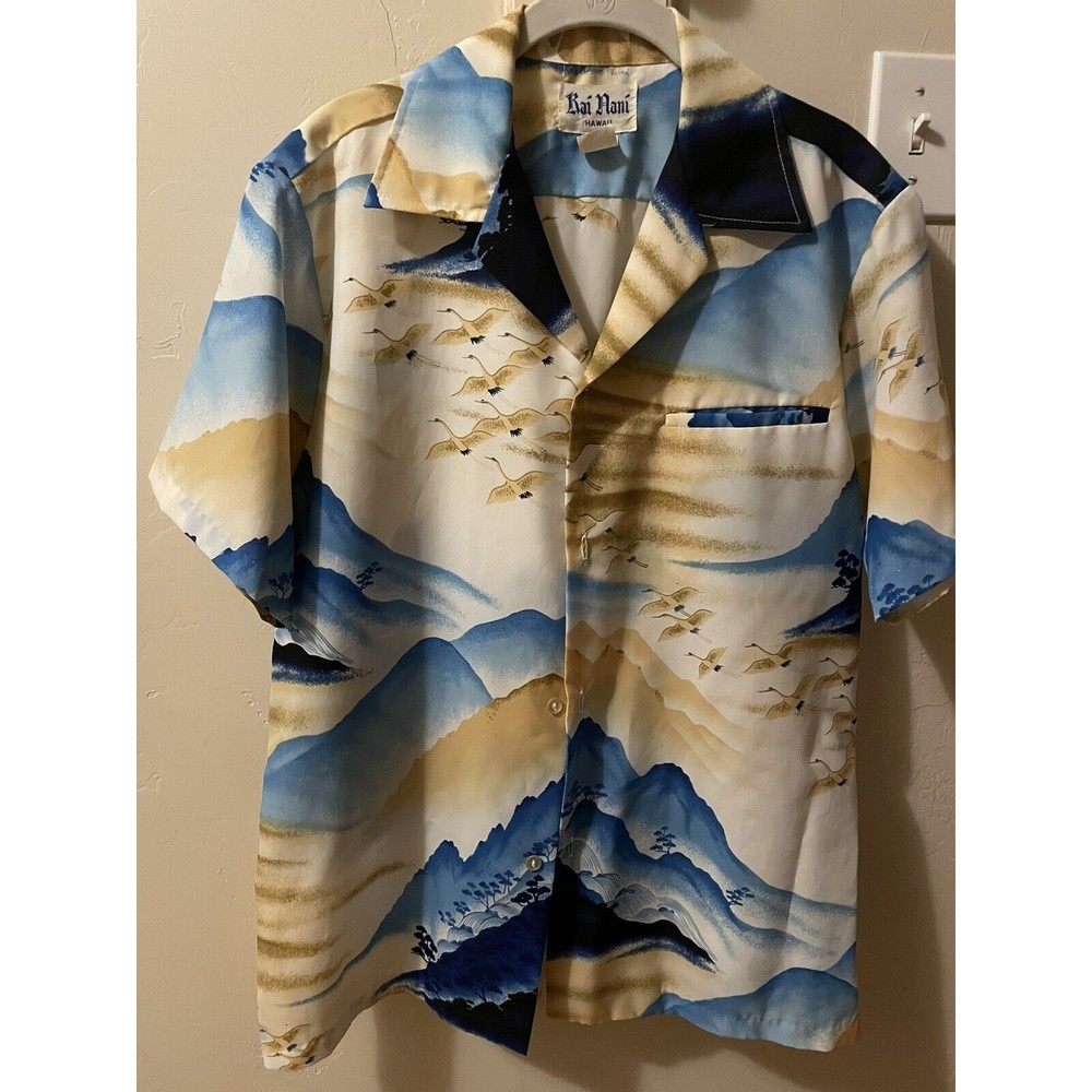 Vintage Rai Nani Hawaiian Camp Aloha Shirt Made In USA Mens Size M Unique Birds